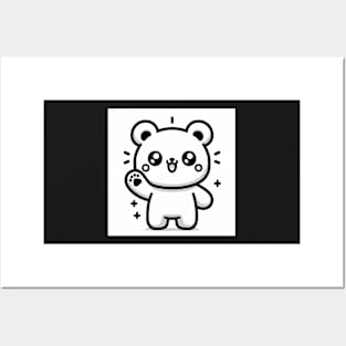 Friendly Bear Waving Posters and Art